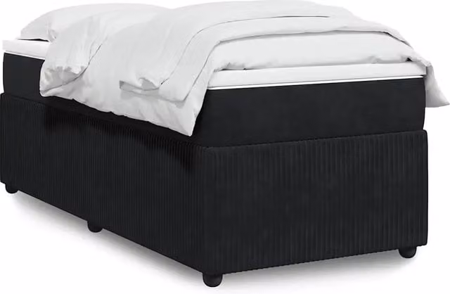 Letto Ibrido vidaXL con Giroletto a Molle e Materasso in Velluto Nero, L 100 x P 200 cm – 1
