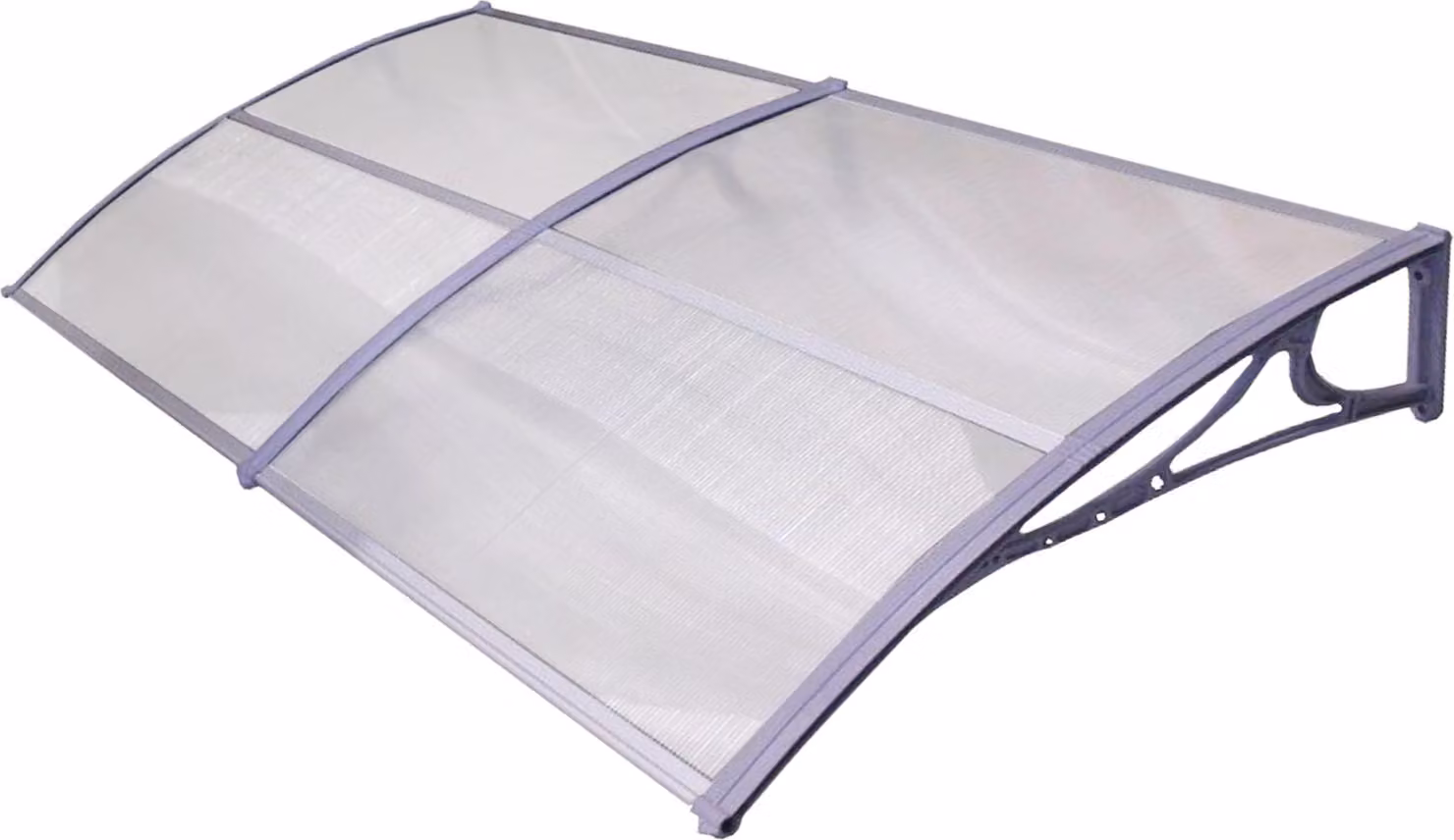 Tettoia per porta d'ingresso 295 x 97 cm Pannello alveolare Listello terminale in alluminio grigio Tettoia per porta d'ingresso Tettoia a una falda