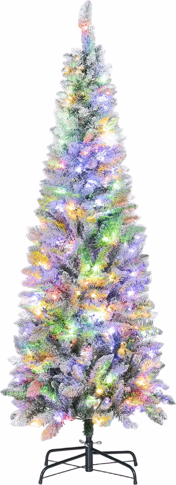 Albero di Natale Innevato 180 cm 479 Rami con 180 Luci LED Colorate Verde e Bianco