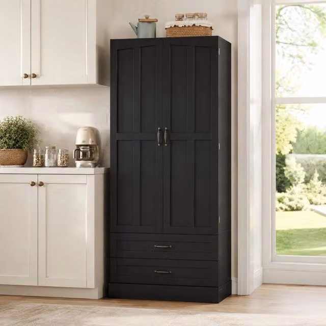 Mobile da cucina 80x37,5x180 cm nero – ampio spazio a 3 livelli