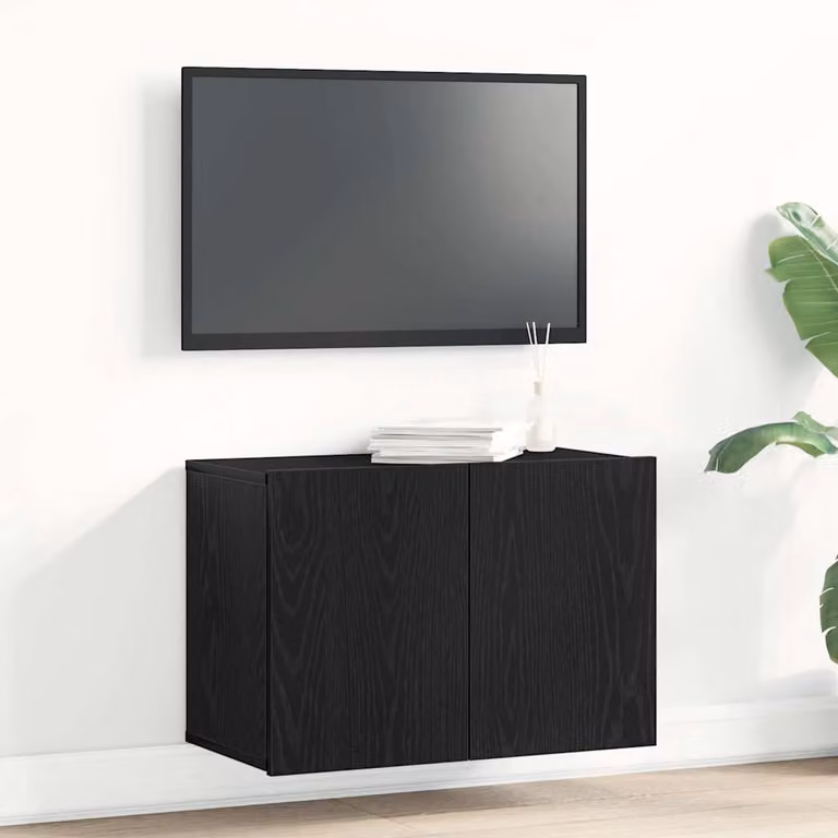 Mobile TV vidaXL Moderno in Legno Nero L: 60 cm, P: 30 cm, H: 41 cm