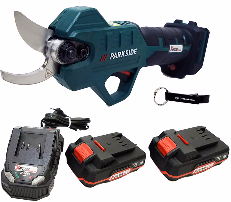 PARKSIDE® Cesoie per rami / cesoie da giardino a batteria da 20 V PAAS 20-Li incl. 2 batterie (2 Ah) e caricabatterie (2,4 A)