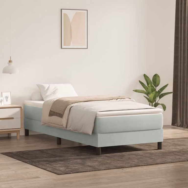 Letto a molle vidaXL in velluto grigio chiaro senza materasso L: 80 cm, P: 25 cm, H: 220 cm