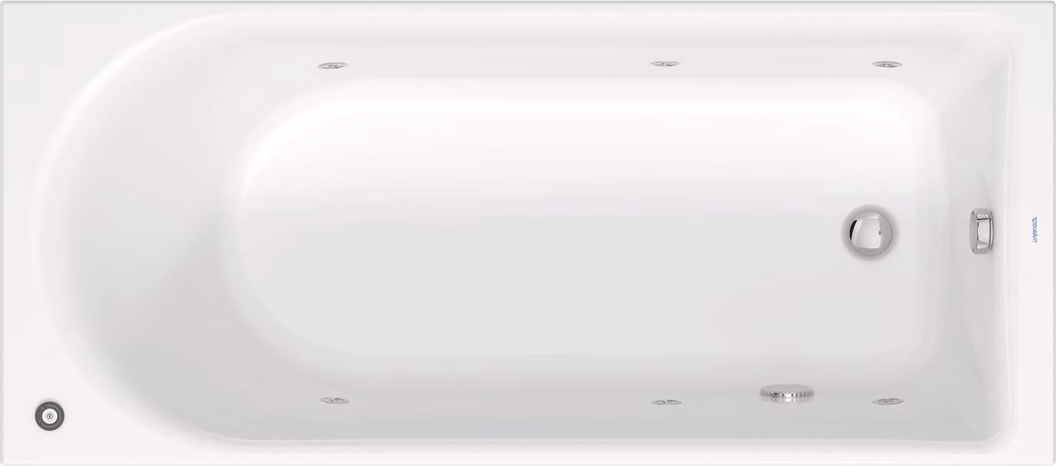 Duravit D-Neo baignoire balnéo, à encastrer, 1 pente de dossier, Jet Protect, 1700x750mm, 760479000JP1000, 760479000JP1000