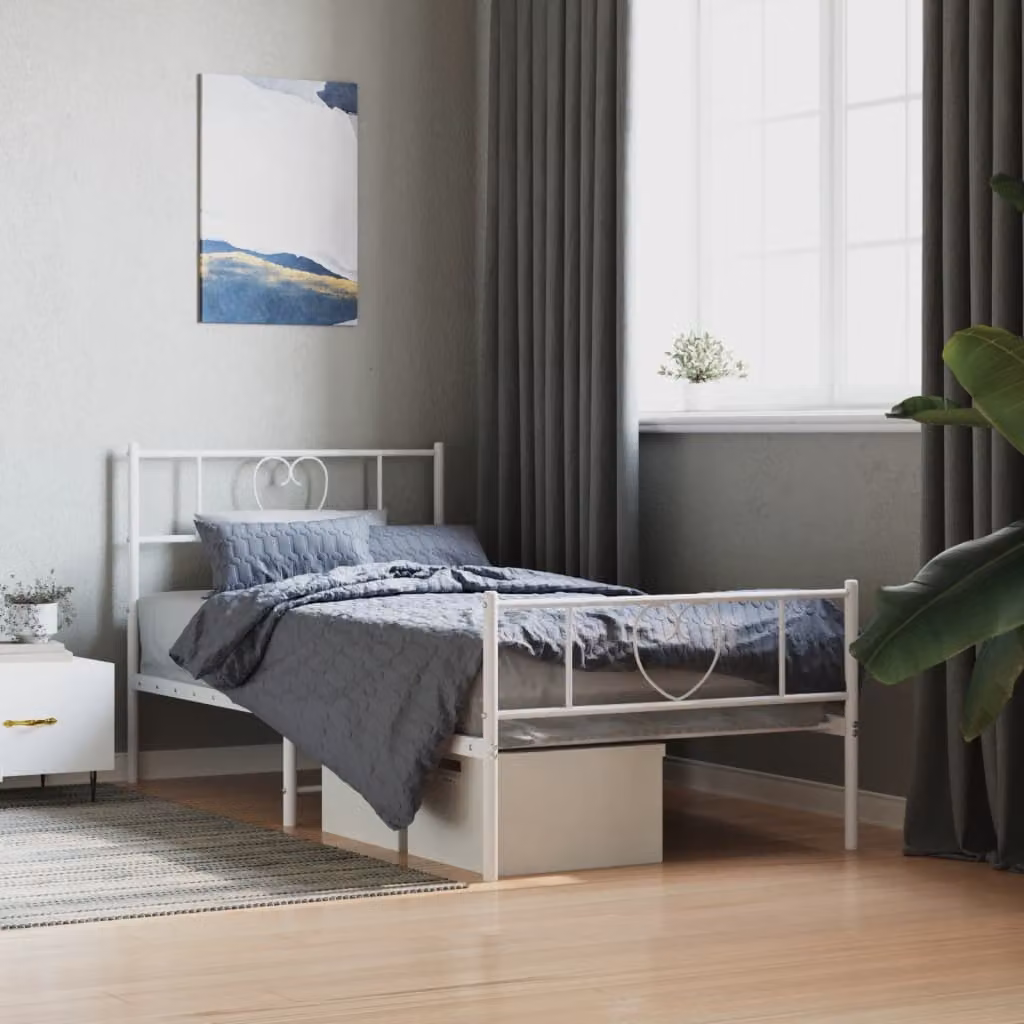 vidaXL Giroletto con Testiera e Pediera in Metallo Bianco L 90 cm x P 200 cm