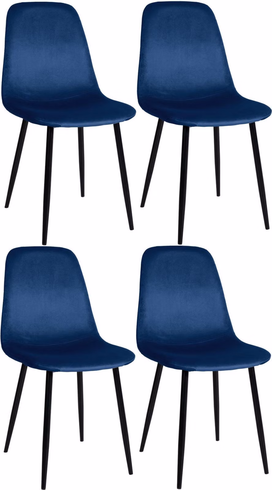 set di 4 sedie da pranzo - Set di sedie per la famiglia - Design che richiede poca manutenzione | Colore: blu | Materiale: morbido
