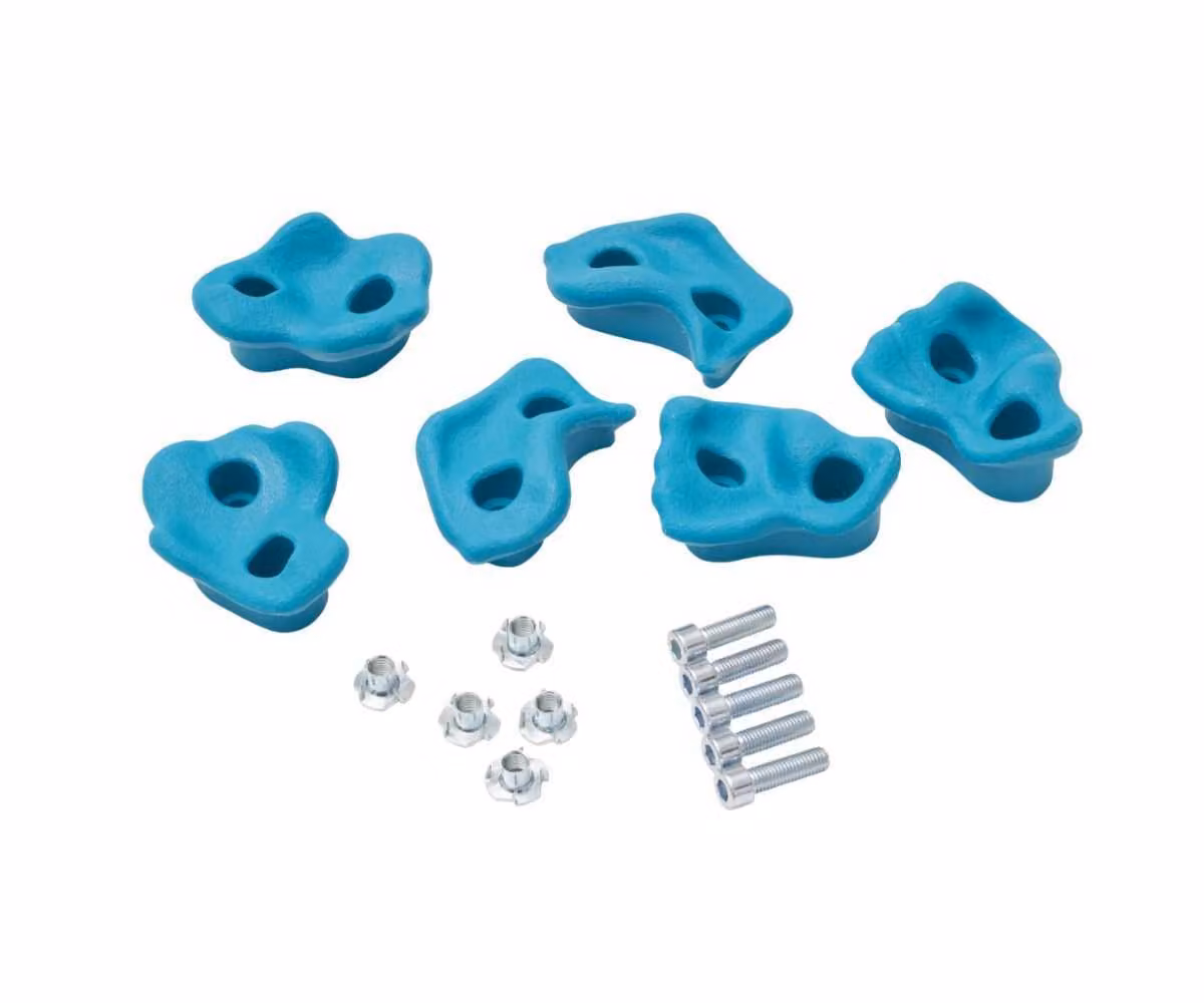 Set di 5 prese da arrampicata TRIBECCO con attacco - per pareti da arrampicata indoor e outdoor (turchese)
