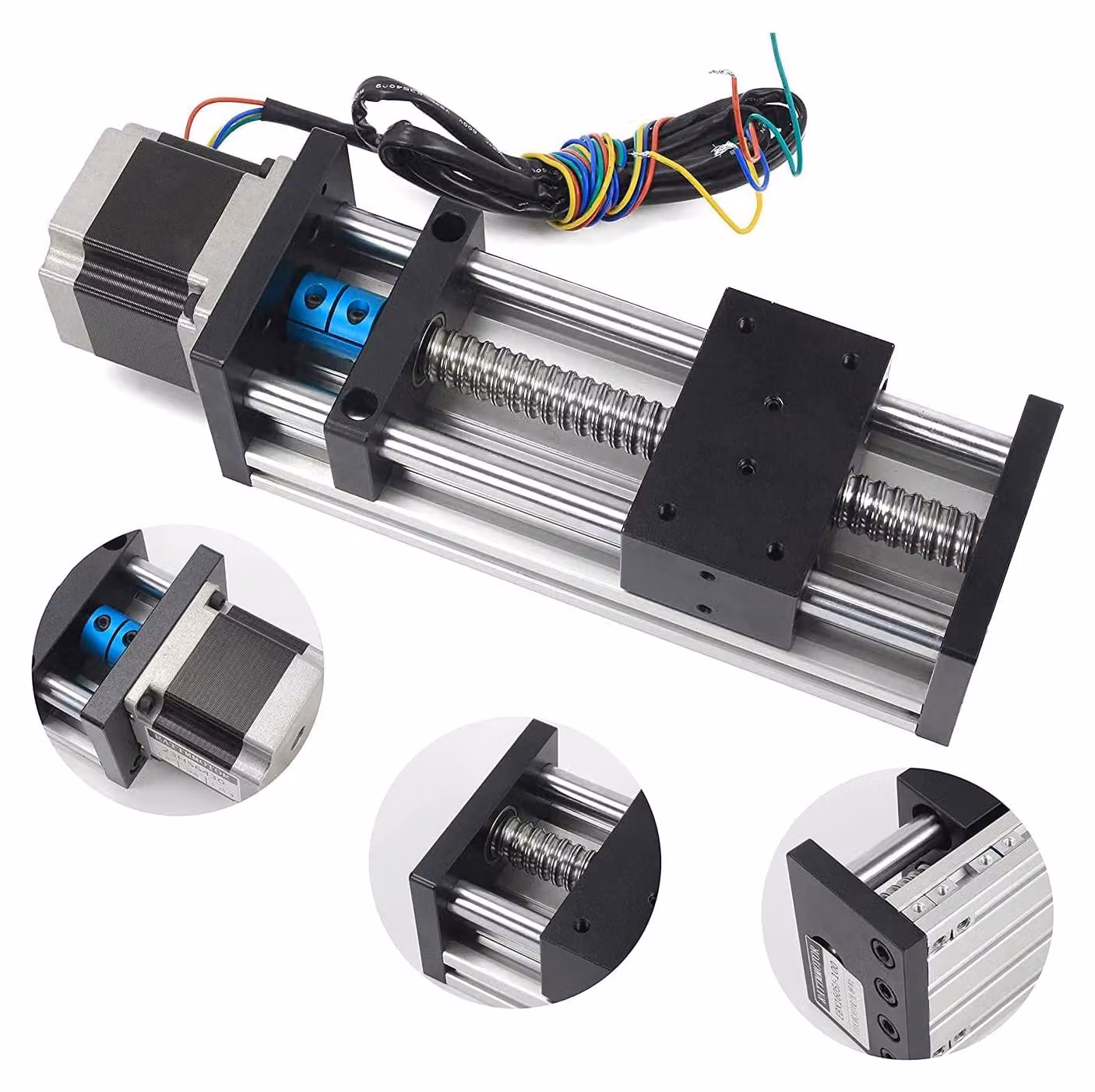 Attuatore lineare, guida lineare CNC, tavola scorrevole. Corsa efficace: L-300 mm, con motore passo-passo