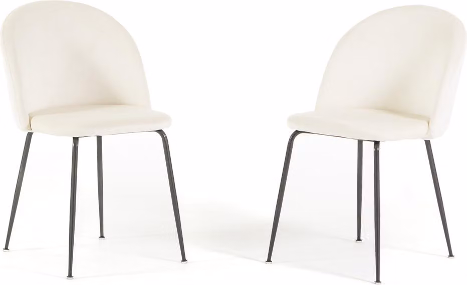 Set di 2 sedie da pranzo imbottite, gambe in metallo, design elegante per cucina, sala da pranzo, bar e ristoranti SARA - Bianco/grigio scuro