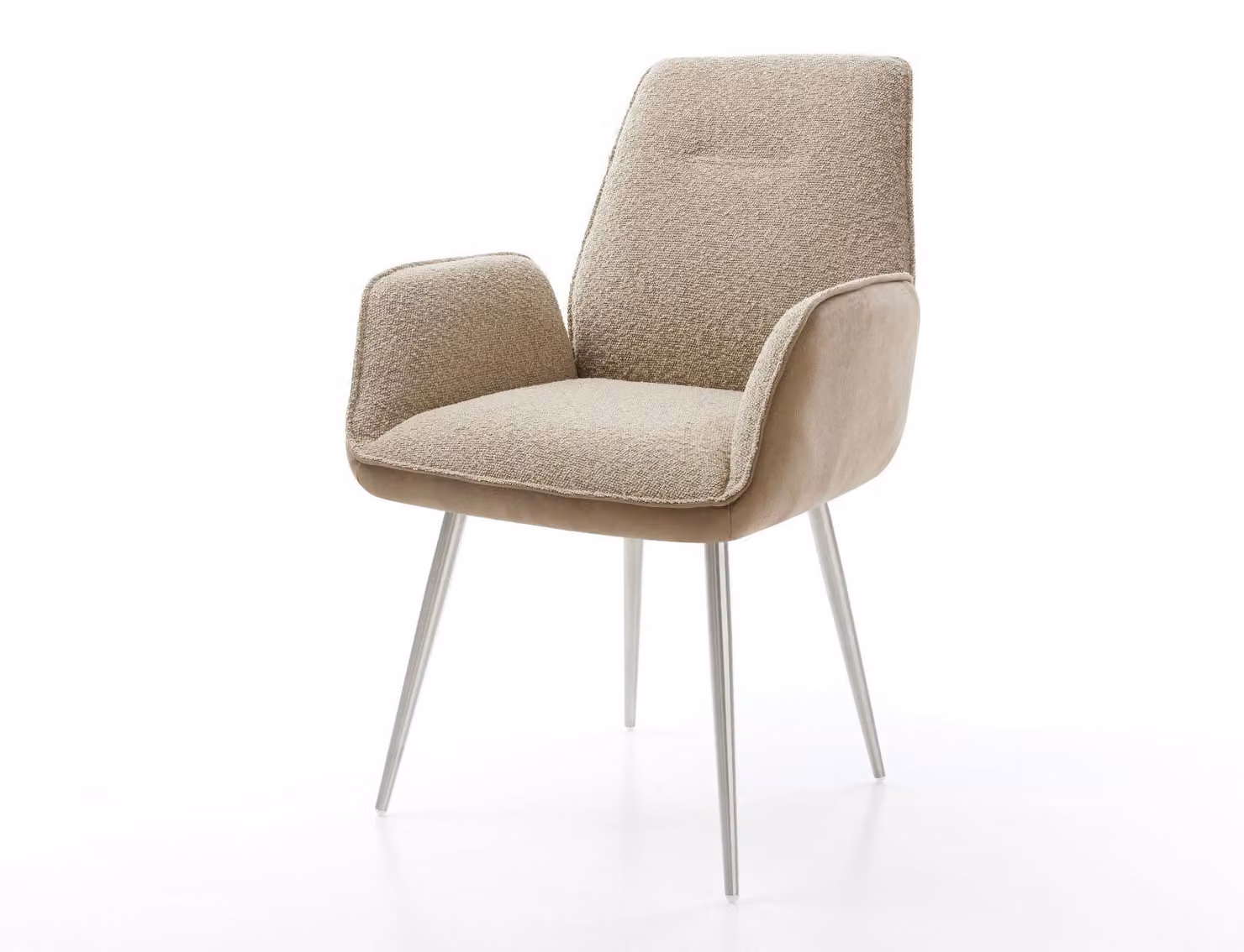 DELIFE Sedia da pranzo Zoa-Flex, mix di materiali, finitura color terra, struttura a 4 gambe coniche in acciaio inossidabile, imbottitura con molle insacchettate