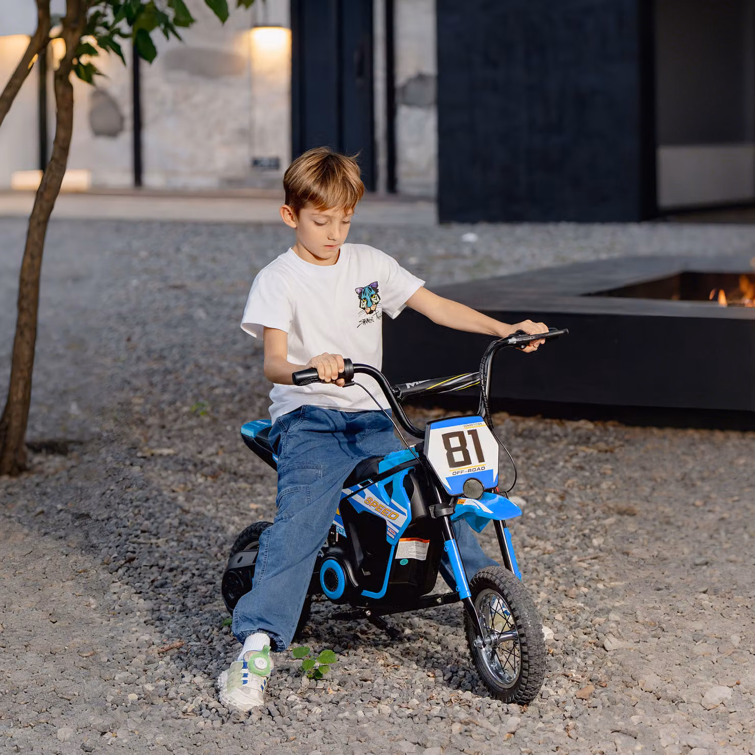 Moto Elettrica per Bambini AIYAPLAY 24V 250W, Blu, Ruote Ø 30,5 cm – 2