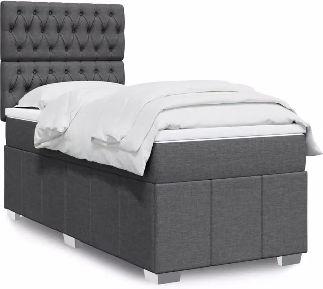Giroletto a Molle con Materasso Grigio Scuro 80x200 cm Tessuto 3291503