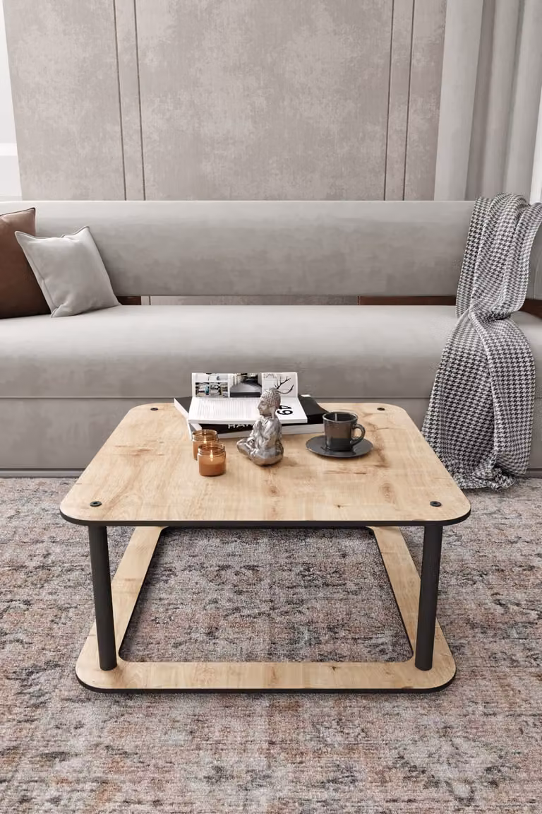 Skye Decor, tavolino moderno in MDF al 100%, rovere, 70 x 38 x 70 cm | Gambe in cartone pressato | Design elegante e industriale per la tua casa o il tuo ufficio.