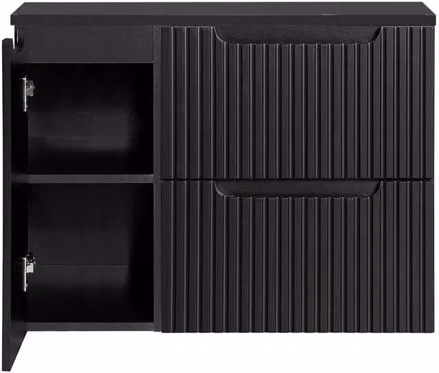 Mobile Sottolavabo da Parete NEWPORT con 2 Cassetti e Armadietto 80 x 60 x 40 cm - Nero [en.casa]