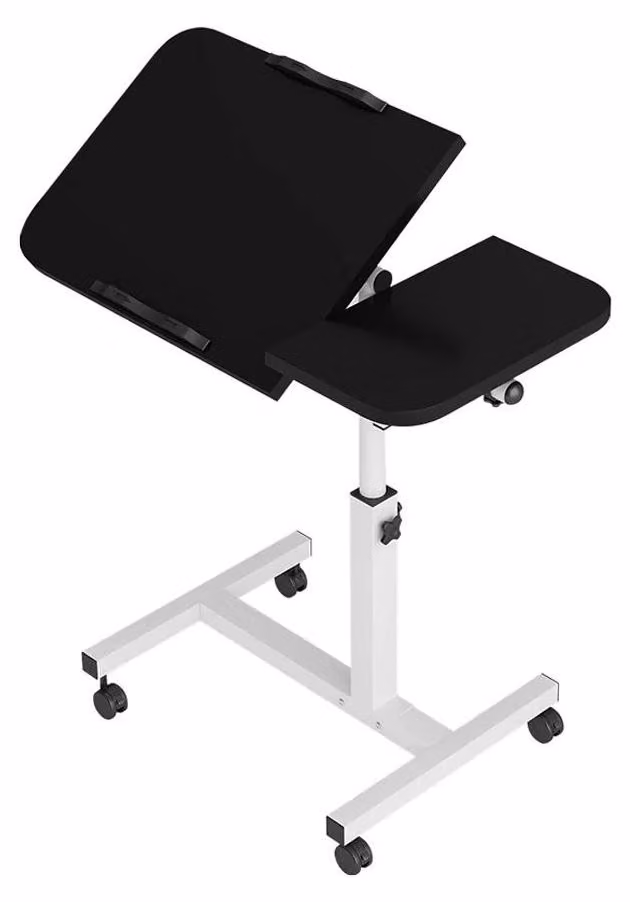 Scrivania regolabile in altezza, modello compatto da 60 cm - Tavolo portatile per computer - Regolabile in altezza - Con rotelle - Due posizioni di lavoro: seduto/in piedi - Colore: nero