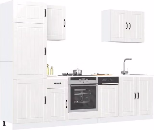 Set di mobili da cucina moderno vidaXL in MDF bianco lucido