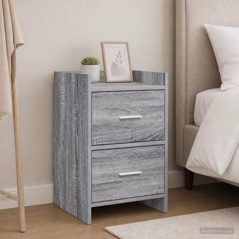 Comodino moderno vidaXL in legno ingegnerizzato e metallo, grigio opaco, L 40 cm x P 30 cm x H 60 cm