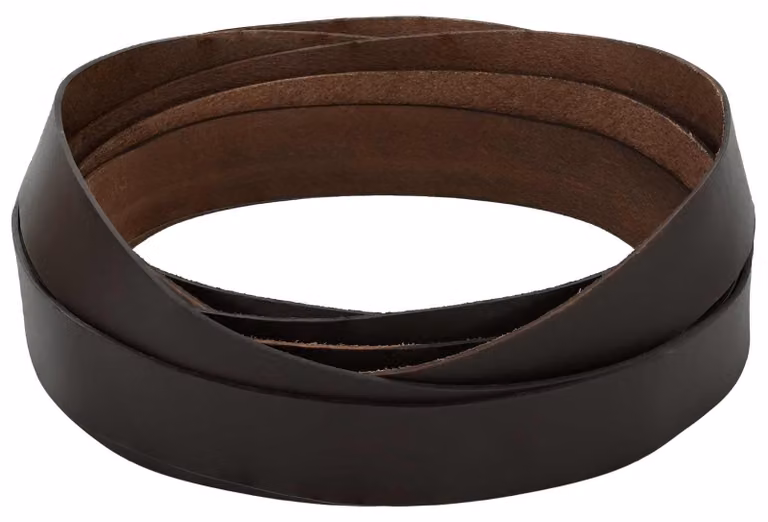 Cinghia in pelle, color marrone scuro, dimensioni 200 x 3,5 cm, materiale: pelle