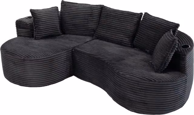 Divano angolare Bogesofa in pana grigio scuro Aosom Italy L/P/H: 250.0 x 152.0 x 82.0 cm – 1