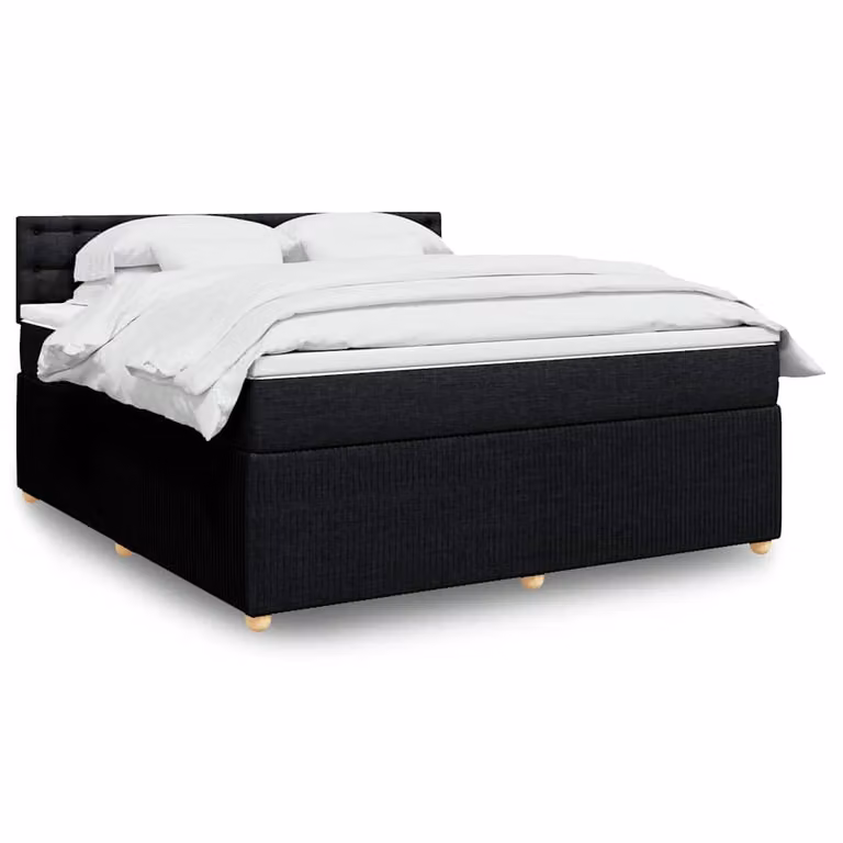 vidaXL Giroletto a Molle con Materasso Ibrido in Tessuto Nero L: 180 cm, P: 200 cm