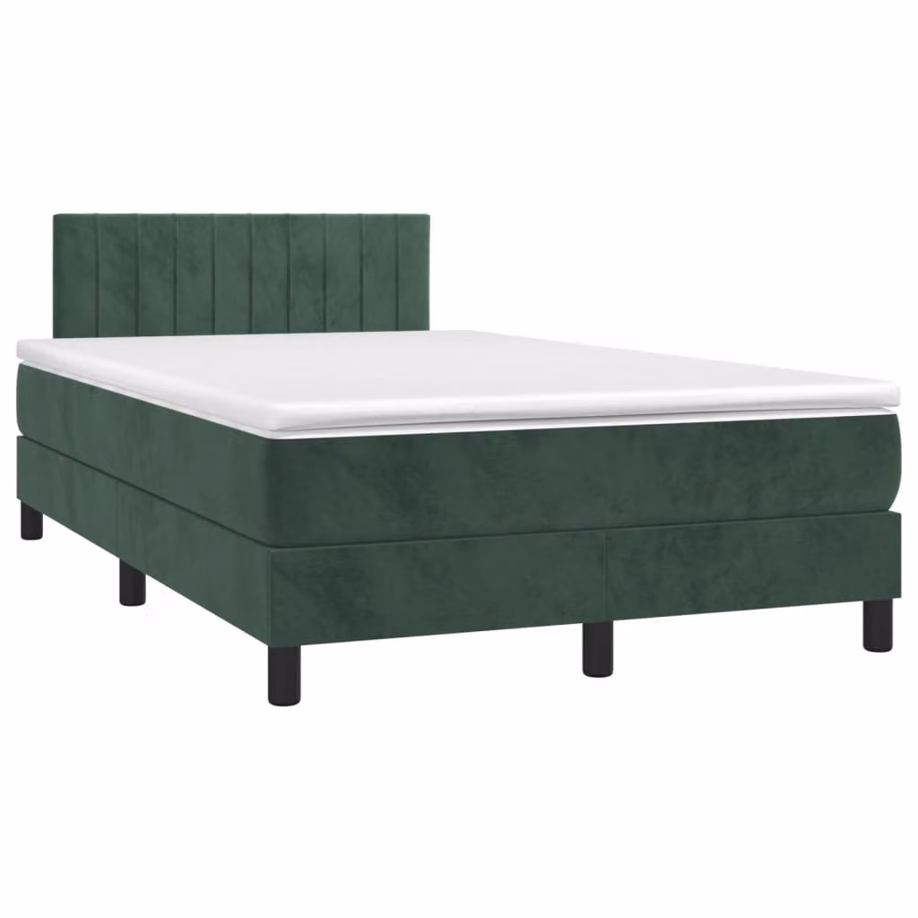 Maison Exclusive - Letto a Molle con Materasso e LED Verde Scuro 120x190cm Velluto