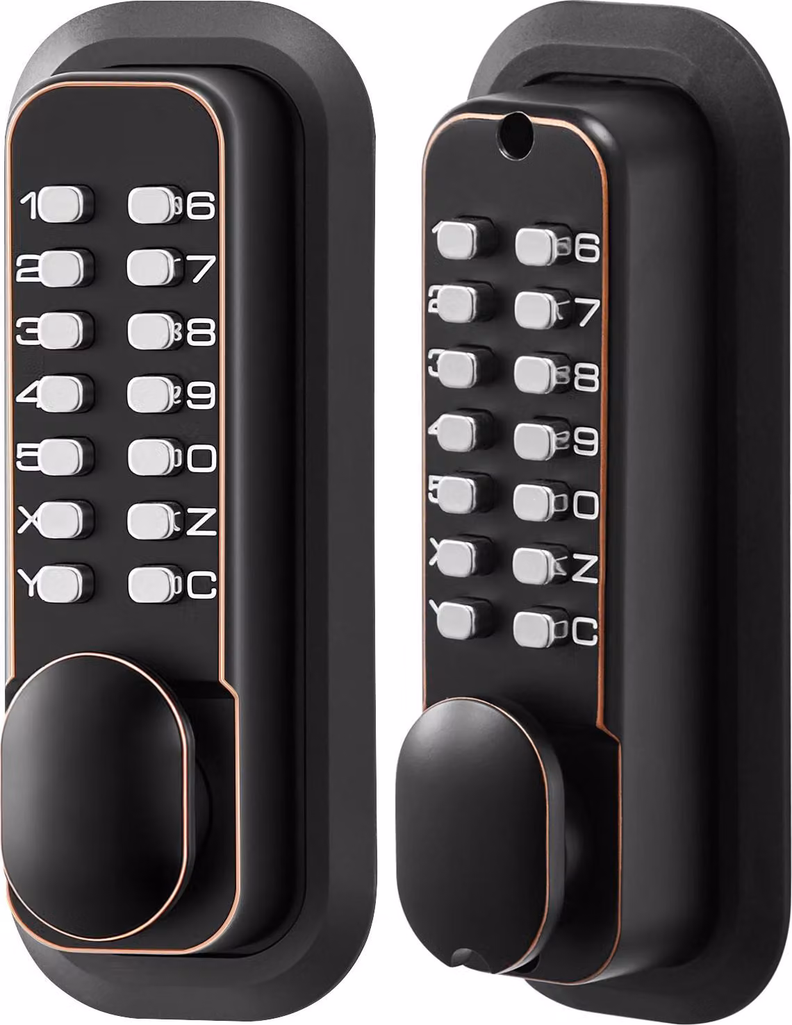 SucceBuy Serratura meccanica con codice a doppia chiave (codice da 4 a 7 cifre), serratura senza chiave con pomello e chiusura automatica, adatta per porte d'ingresso e garage, colore bronzo oliato
