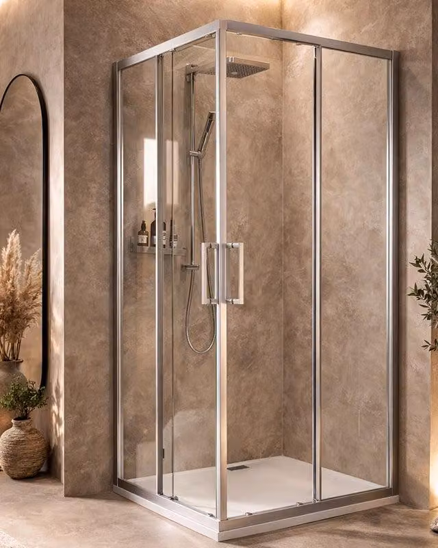 Box doccia 90x90 Marsiglia due scorrevoli reversibile trasparente H 195 cromo