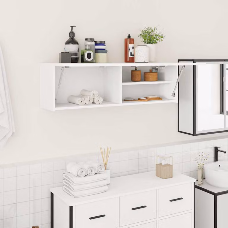Mobile da bagno a parete vidaXL Bianco L: 100 cm, P: 25 cm, H: 30 cm