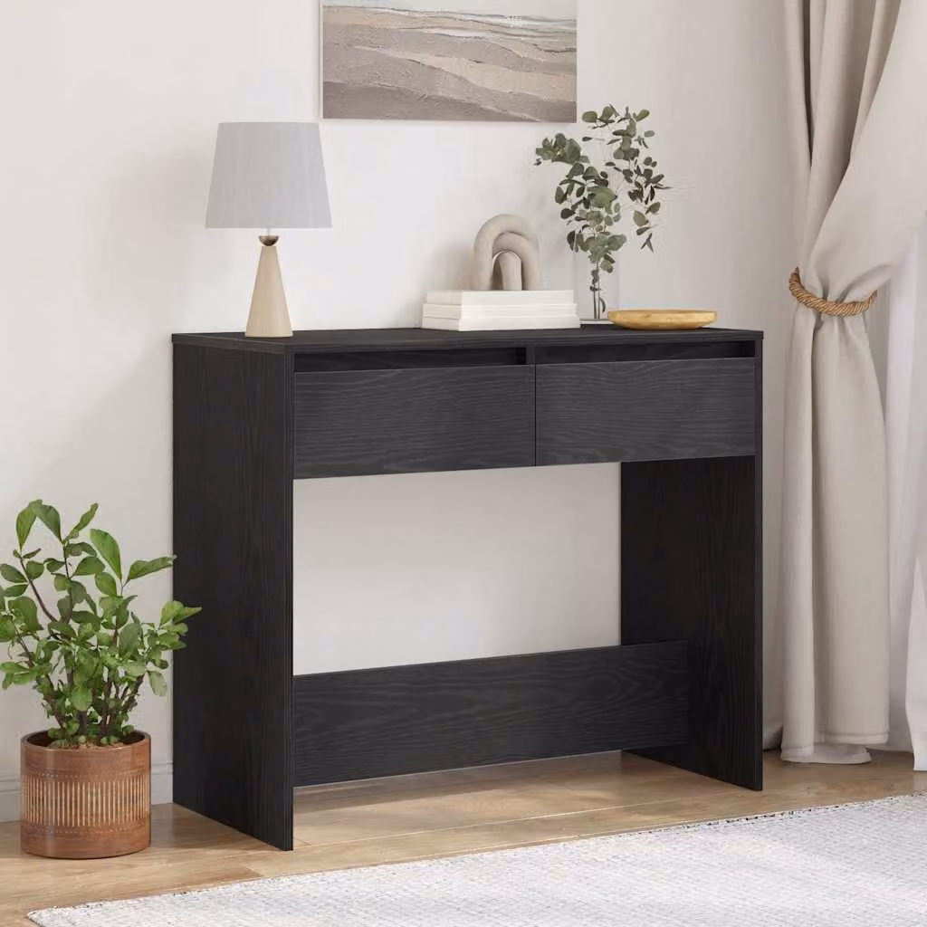 vidaXL Tavolino Consolle Moderno in Legno Rovere e Nero L: 89 cm, P: 41 cm, H: 76,5 cm