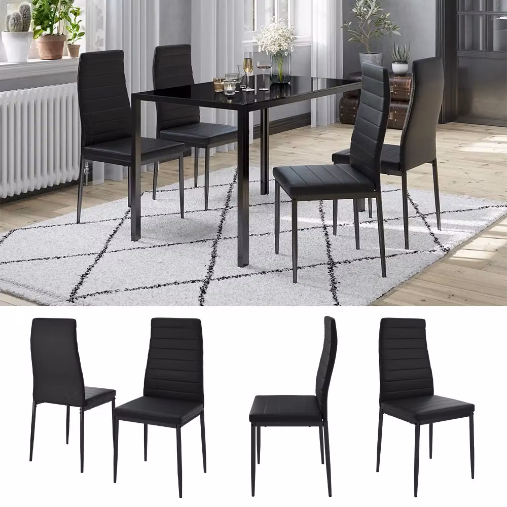 Set di 4 sedie da sala da pranzo Grand Nero Vicco in ecopelle nera con finitura opaca – 2