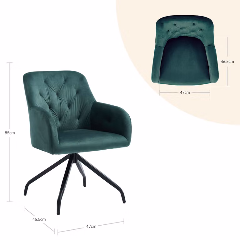 Set di 2 sedie da pranzo – Sedie da cucina verdi con rivestimento imbottito – Stile mid-century