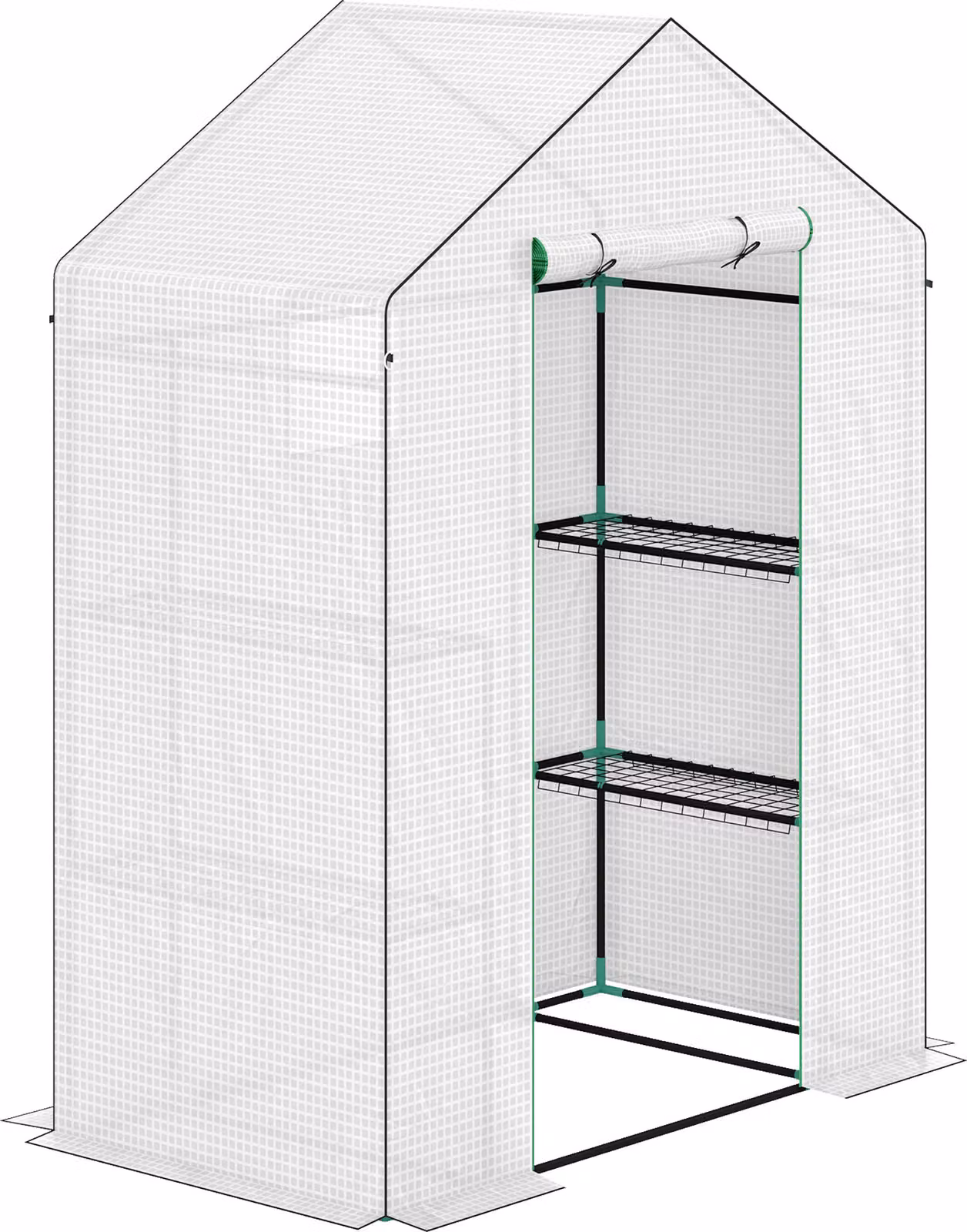Serra con porta scorrevole, finestre, ripiani, resistente all'inverno; serra in acciaio con copertura in plastica, serra per pomodori 143 x 74 x 190 cm, serra per pomodori e ortaggi, bianca