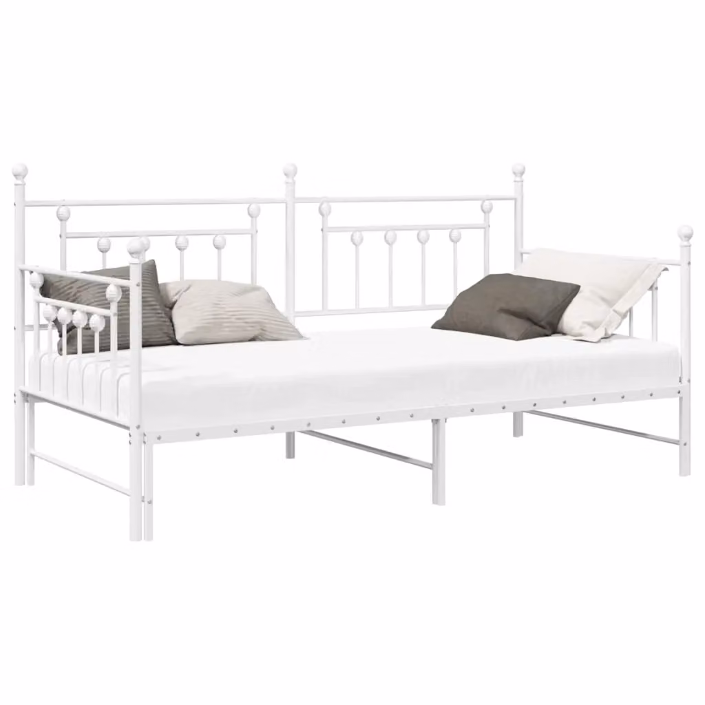 Struttura per letto di giorno moderna vidaXL in metallo bianco L/P/H: 200 x 90 x 107 cm – 2