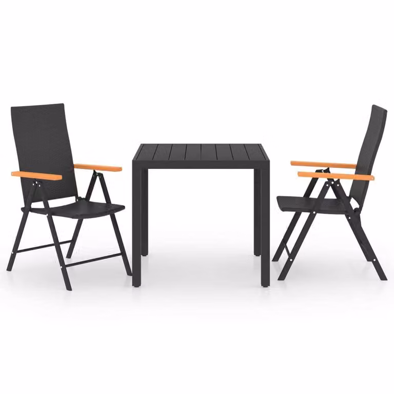 Set da Pranzo da Giardino 3 pz Nero e Marrone