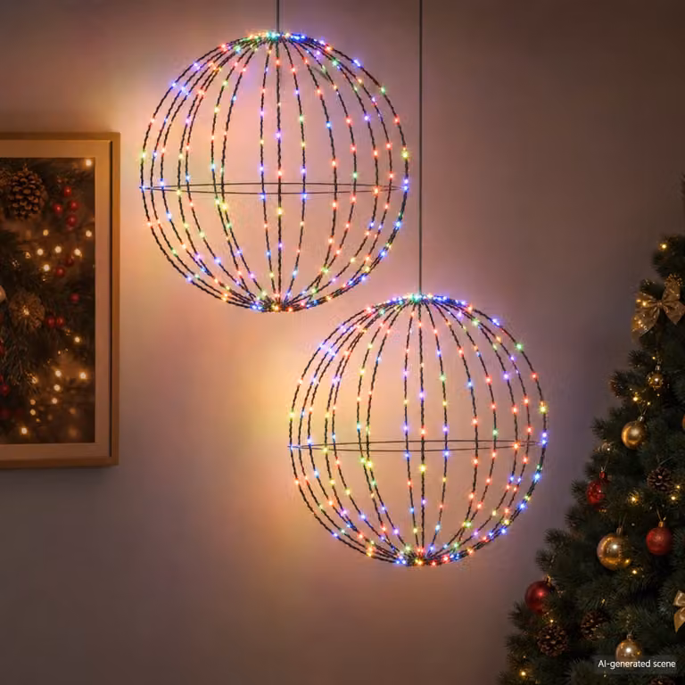 vidaXL Luce a punta di Natale 2 pz 384 LED RGB Diametro 60 x 63 cm