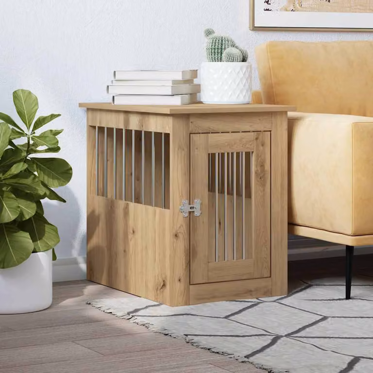 Gabbia per cani vidaXL in legno multistrato e metallo, colore marrone, stile moderno