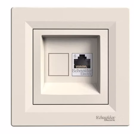 Prese di rete Cat.6 UTP con cornice, color crema, Schneider Asfora, modello EPH4700123/SCH