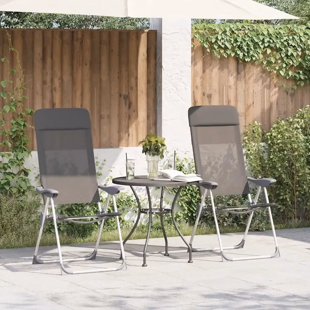 Set di 2 sedie pieghevoli da campeggio in alluminio grigio con braccioli e tessuto textilene CFW5291675 – 2