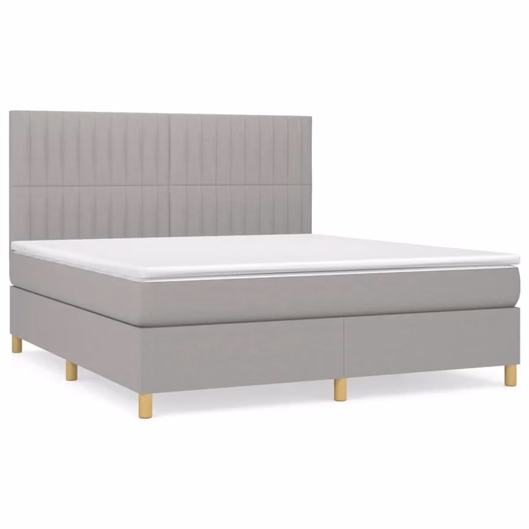 Giroletto a Molle con Materasso Grigio Chiaro180x200 cm Tessuto