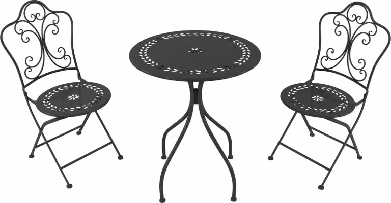 AXI Marilou Tavolo e sedia da bistrot, 2 sedie 1 tavolo, set da bistrot per esterni verde pastello, romantico antracite - set da giardino bistrot, tavolo da bistrot a mosaico per giardino/balcone/terrazza