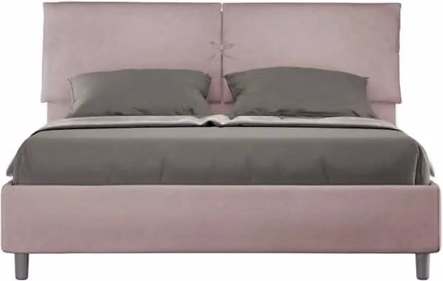 Letto matrimoniale senza rete imbottito 160x200 microfibra glicine Mados