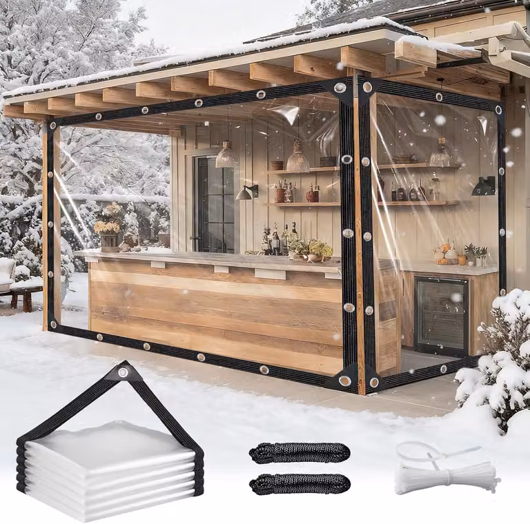 Pellicola trasparente, dimensioni 3 x 3 metri, in PVC, impermeabile e resistente agli strappi, ideale per l'uso in giardino