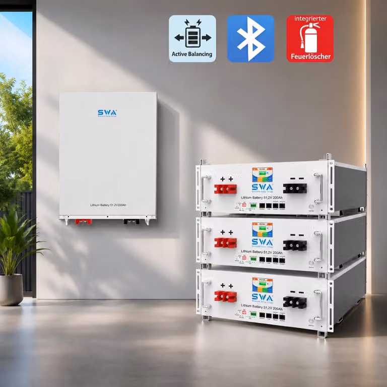 10,24Wh 200AH Accumulo solare fotovoltaico Lifepo4 al litio 48V 51,2V con touchscreen. Impilabile o a parete