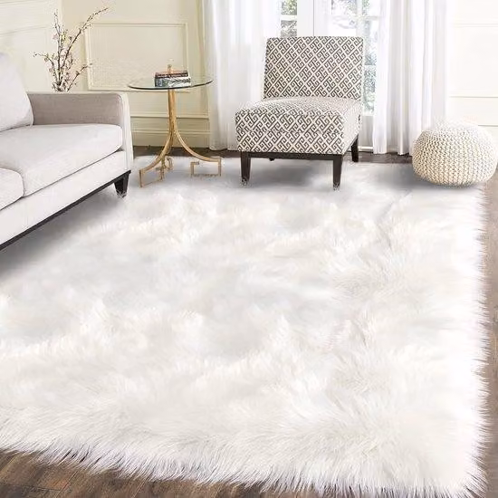 Tappeto in microfibra premium Ibenzoa® – morbido e facile da pulire, bianco, 120 x 180 cm, ideale per la camera da letto