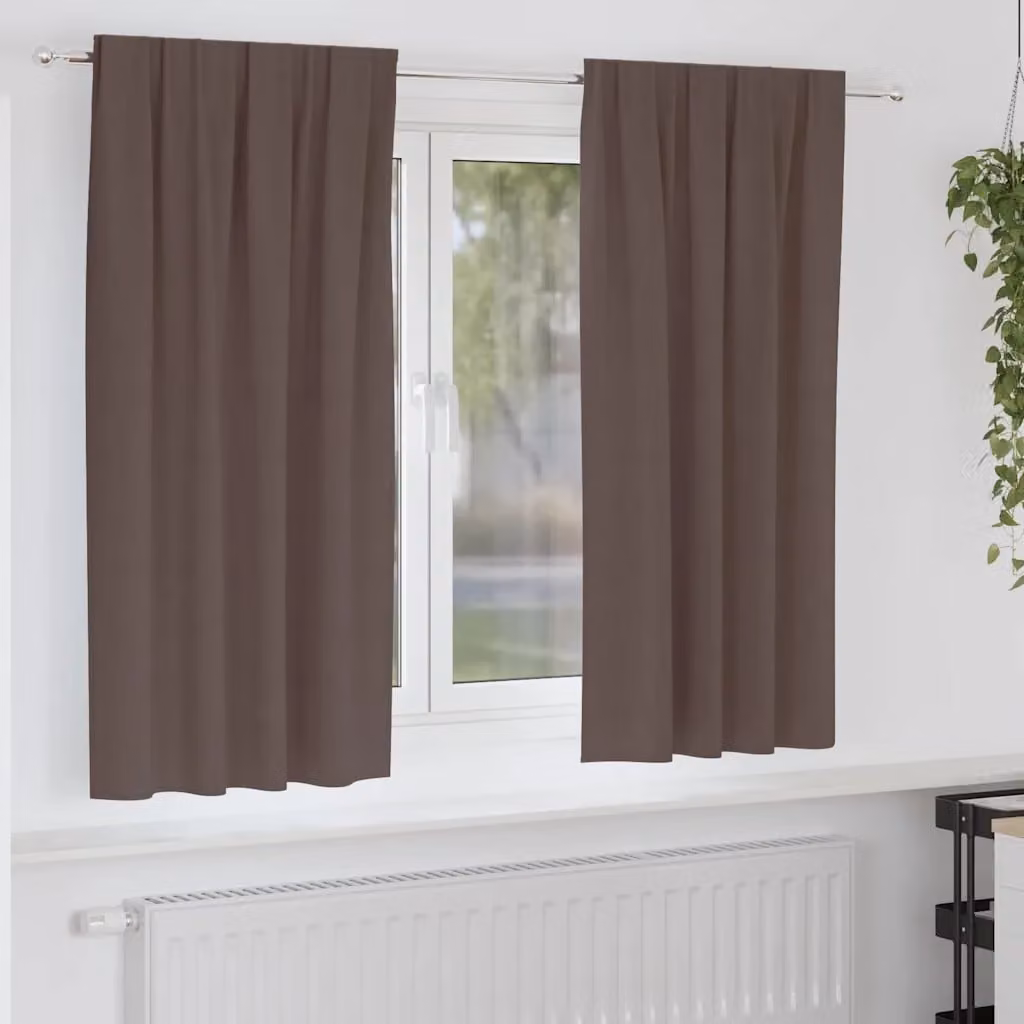 Set di 2 tende blackout vidaXL con anelli in poliestere, colore marrone, H 175 x L 140 cm