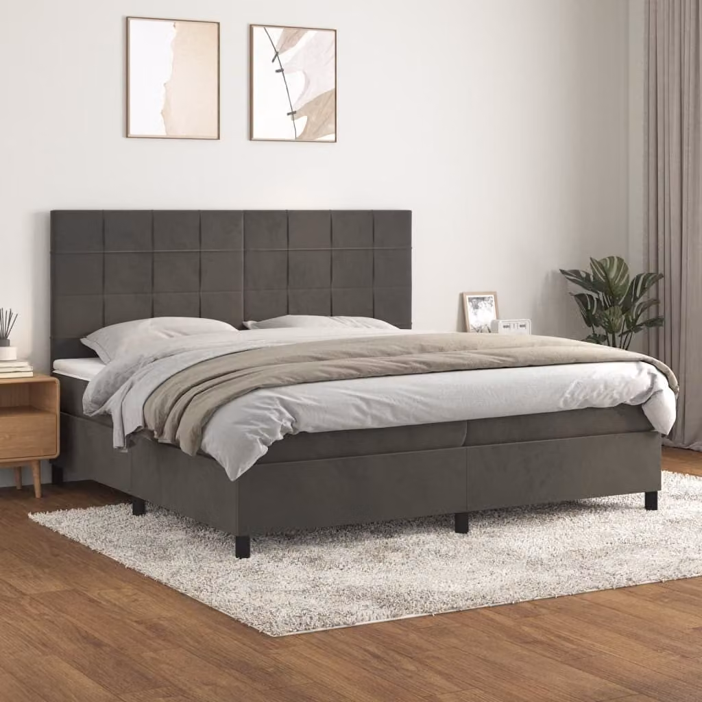 Maison Exclusive - Giroletto a Molle con Materasso Grigio Scuro 200x200 cm Velluto