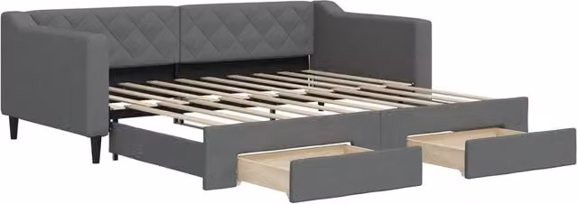 Divano letto | Sof¨¤ letto | Letto singolo Estraibile Cassetti Grigio Scuro 90x190cm Tessuto