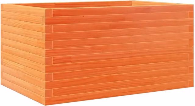 Fioriera in legno massello di pino marrone con finitura a cera, ideale per giardino ornamentale o orto, L 90 cm x P 60 cm x H 45,5 cm