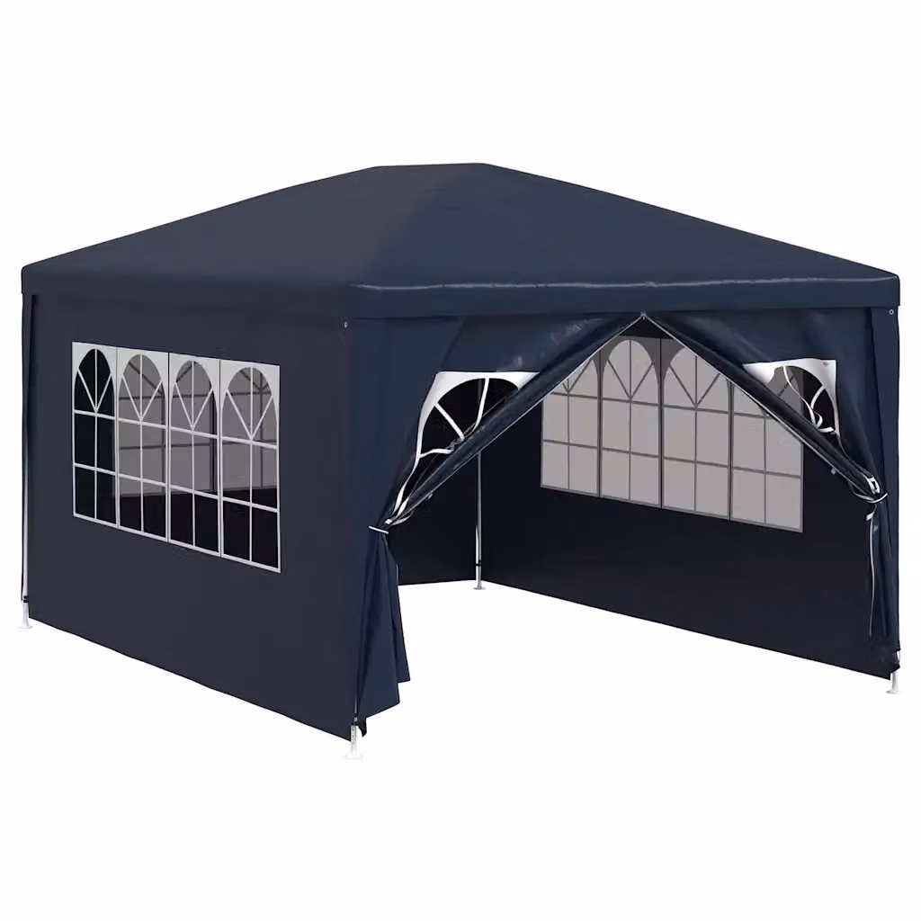 Tenda Gazebo per Feste Blu con Finestra in Plastica e Struttura in Acciaio L: 400 cm, P: 300 cm, H: 255 cm – 2