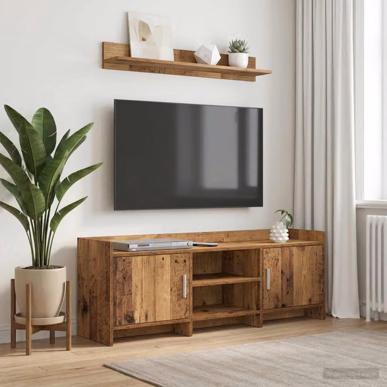 Mobile TV vidaXL in legno e metallo marrone, L 130 x P 33 x H 47 cm